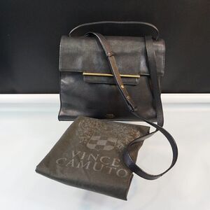 Vince Camuto Aster Black Leather Satchel Handbag Purse with Dust Bag $258